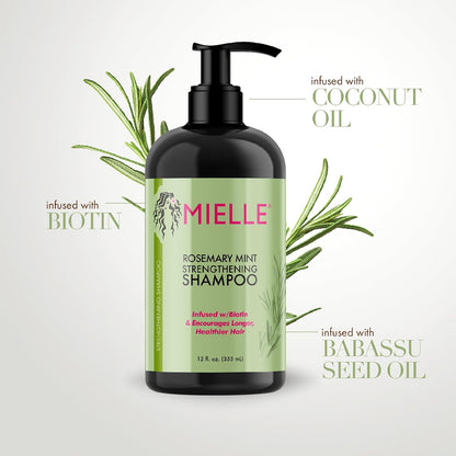 Mielle Organics Rosemary Mint Strengthening Hair Oil and Shampoo(Bundle)