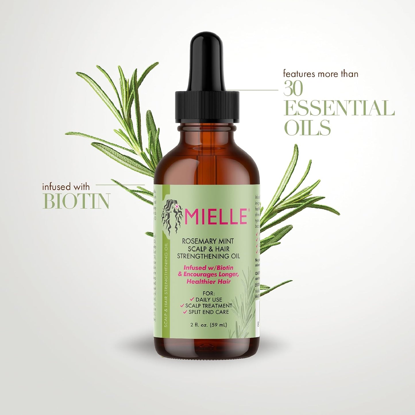 Mielle Organics Rosemary Mint Strengthening Hair Oil and Shampoo(Bundle)