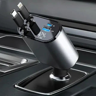 QuickCharge"  4-in-1  Retractable Car Charger